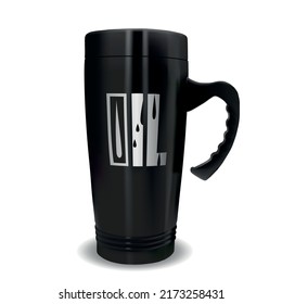 Vector cup with stylish letters