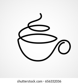 Vector cup of tea or coffee drawn by single continuous line. Eps8. RGB. One global color