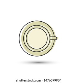 Vector cup of tea, coffee icon. Top view. Drinking symbol. For design, web site design, logo, app, UI/UX