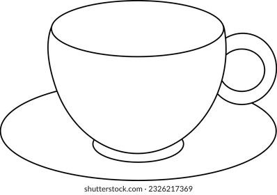 Vector cup for tea, coffee packaging design, icon symbol and cup sign simple black line on white background