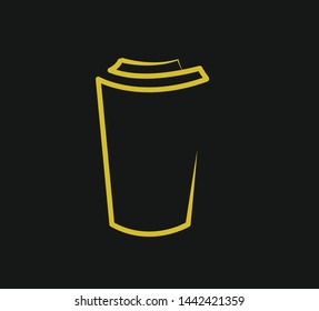 Vector cup of tea or coffee yellow and black color background