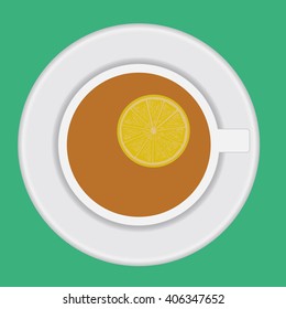 Vector cup of tea with lemon. Fruit tea