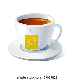 Vector cup of tea on white background