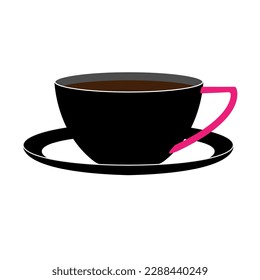 vector cup for tea with saucer in flat