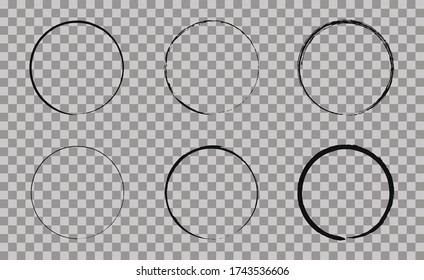Vector Cup Traces and Spots Collection. Black drink stains illustration on Transparent Background Isolated. 