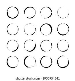 Vector cup tracks and spots collection. Black and white drink stains illustration isolated. Splash and blots concept grunge design