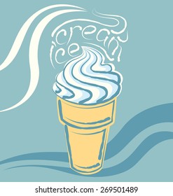 cupcake vectorial con inscripción caligráfica