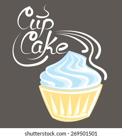 vector cupcake with calligraphic inscription