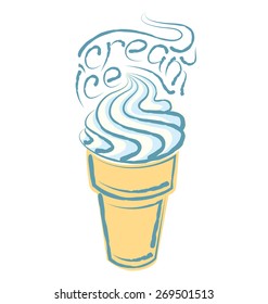 cupcake vectorial con inscripción caligráfica