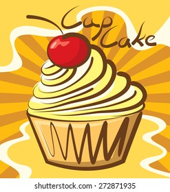 cupcake vectorial con inscripción caligráfica