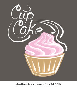 cupcake vectorial con inscripción caligráfica