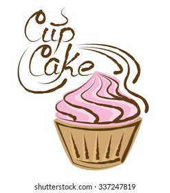 cupcake vectorial con inscripción caligráfica