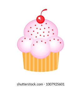 Vector cupcake with cherry.
