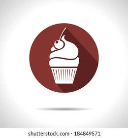 Vector cupcake with cherry icon. Eps10