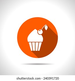 Vector cupcake with cherry icon. Food icon. Eps10