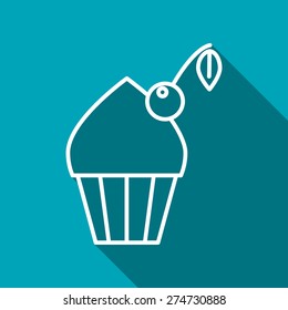 Vector cupcake with cherry icon. Food icon. Eps10