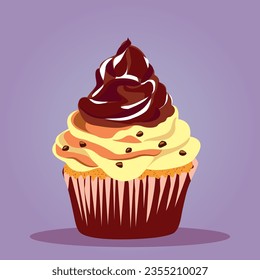 Vector cupcake colourful illustration. Size 2000x2000 px. The Idea for design products decoration, textile decoration.