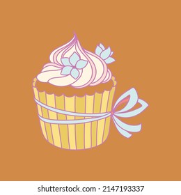 Vector cupcake design with background template