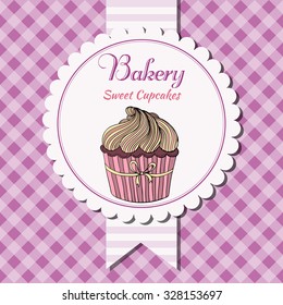 Vector cupcake design. Perfect for  bakery shop advertising, invitation, valentine card.