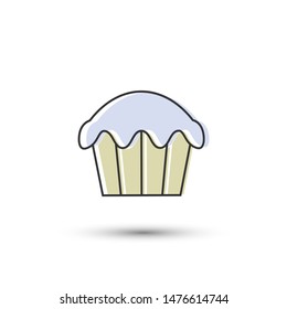 Vector cupcake icon. Dessert symbol. Sweet food icon for design, web site design, logo, app, UI/UX