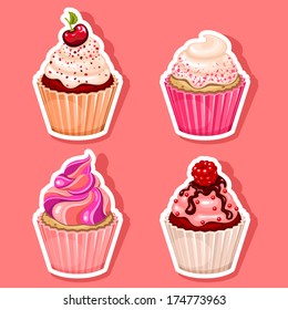 vector cupcake icon stickers