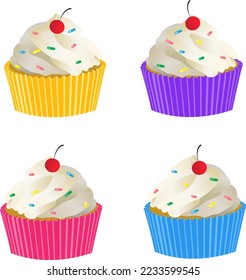 Vektor-Cupcake-Symbole auf einzeln auf weißem Hintergrund