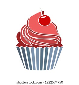 vector cupcake Illustration. birthday celebration cake, yummy dessert symbol