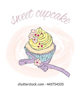 Vector cupcake. Illustration for a card or poster.