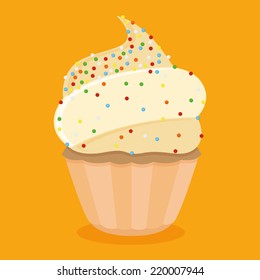 Vector Cupcake Illustration Isolated On Color Background