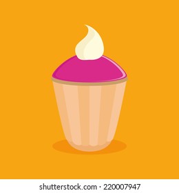 Vector Cupcake Illustration Isolated On Color Background