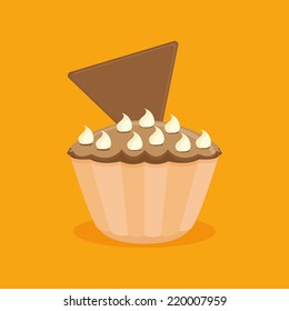 Vector Cupcake Illustration Isolated On Color Background