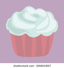 Ilustración de cupcakes vectoriales. Juego de quequitos dibujados a mano. Pasteles de garbanzos con crema y bayas.