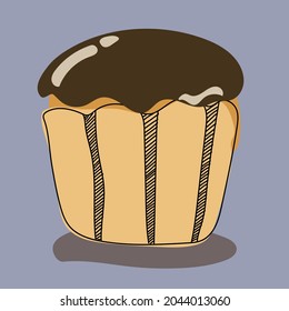 Vector cupcake illustration. Set of hand drawn cupcakes. Doodle cakes with cream and berries.
