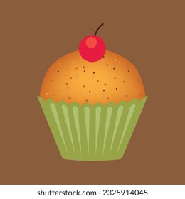 Vector cupcake illustration.Hand drawn cupcakes.