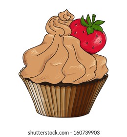Vector cupcake isolated on white