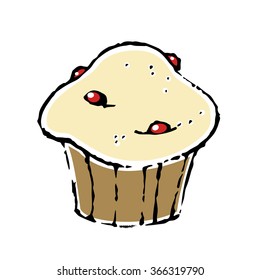 Vector cupcake isolated on white background.