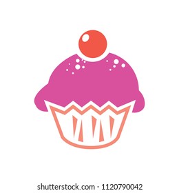 vector cupcake muffins - dessert illustration, bakery sweet cream - delicious cup