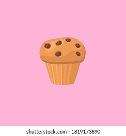 vector cupcake muffins icon on the pink background 