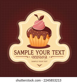 Vector cupcake on vintage background. Template for banner, advertising flyer