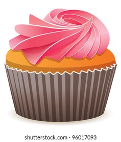 vector cupcake with pink cream