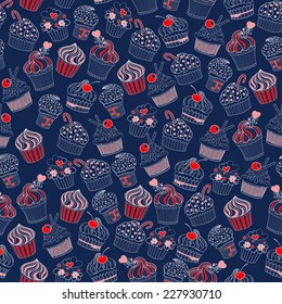 vector cupcake seamless pattern