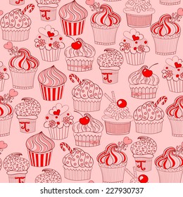 vector cupcake seamless pattern