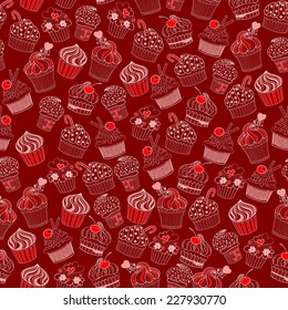 vector cupcake seamless pattern