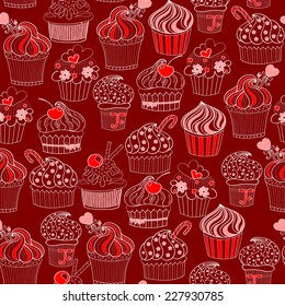 vector cupcake seamless pattern