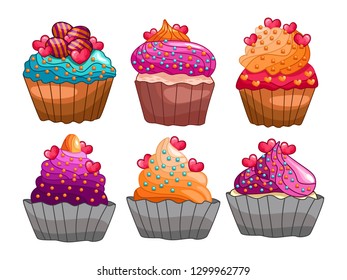 Vector Cupcake set, Cupcake isolated on a white background.