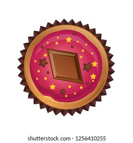 Vector cupcakes with chocolate. Top view flat icon on white background.