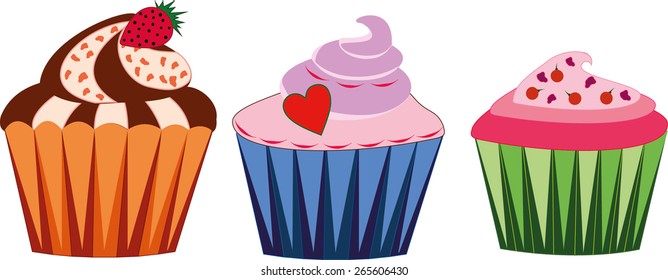  vector cupcakes illustration