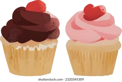 vector cupcakes illustration, posters, banners, cards, logo
