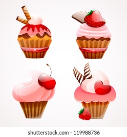 Vector cupcakes set