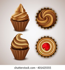 Vector cupcakes set 